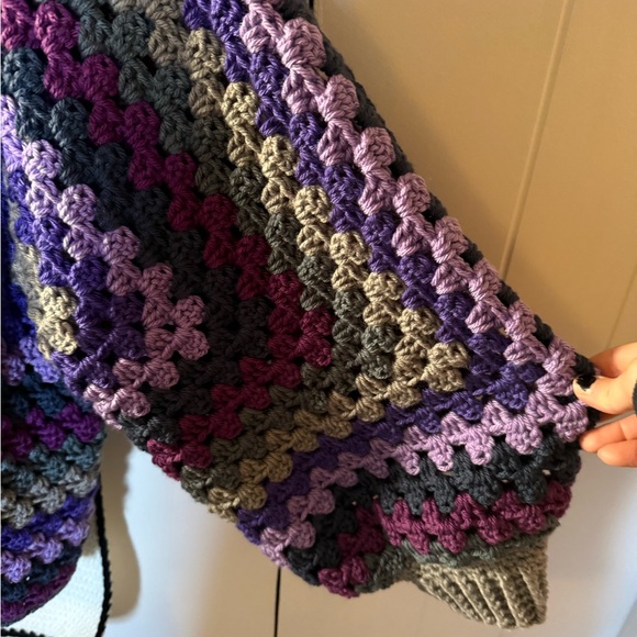 Colorful Crochet Patchwork Sweater celestial sun moon cardigan - Picture 3 of 5